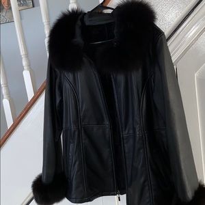 Real leather real fur jacket
